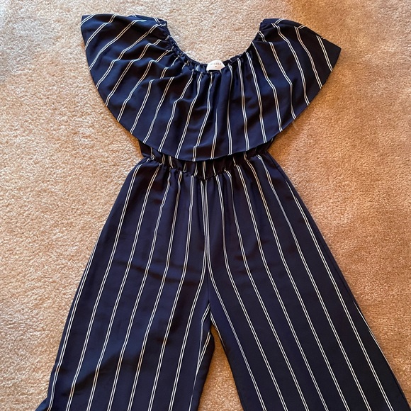Everly Pinstripe Jumpsuit - Picture 1 of 2